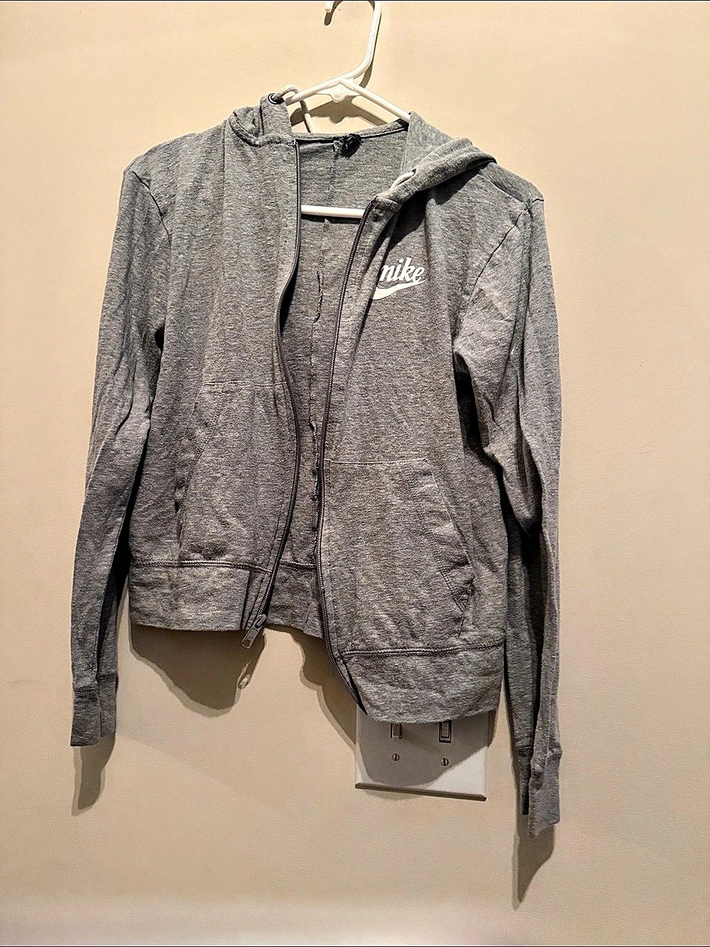 Nike Gray Hooded Full-Zip Jacket girls